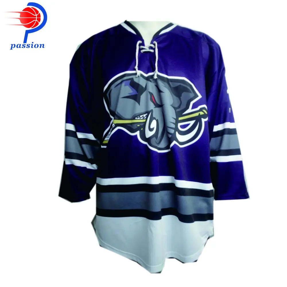 

MOQ 5pcs $35 Each Custom Teamwear Sublimation Blue Canada Ice Hockey Jersey