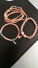 3-4 unids/set moda multicapa cuentas de piedra de cristal encantos borla Pulseras y brazaletes Pulseras Mujer pulsera Boho para Mujer regalo