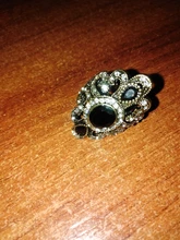 Kinel-joyería Bohemia para mujer, anillos de bronce antiguo para regalo, joyería Vintage, piedra de resina negra y roja, anillos étnicos turcos para mujer