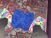 Zapatillas lindas de piel sintética antideslizantes para mujer, zapatos cálidos de invierno, con dibujos animados de oso de peluche, para el hogar