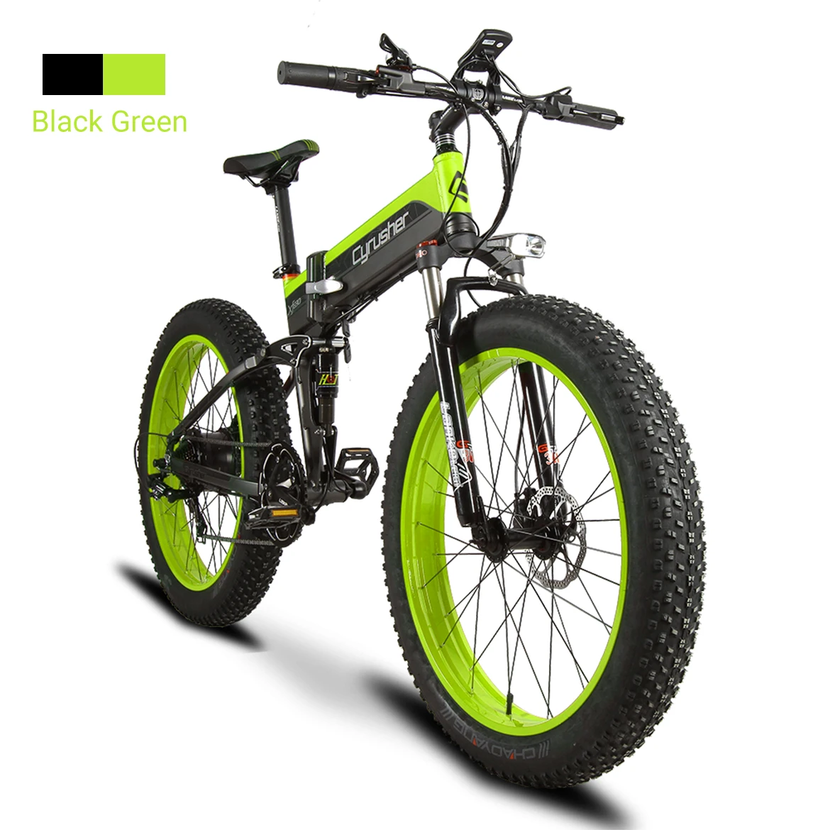 Sale Cyrusher Ebike 500W 48V 10AH XF690 Folding Fat tire Bike Full Suspension frame 7 Speeds folding electric bike foldable Snow Bike 19