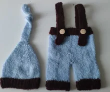 Traje de punto de ganchillo para bebé recién nacido bonito, accesorios para fotografía, sombrero de bebé, accesorios de foto para recién nacidos, bonito atuendo de 0 a 3M