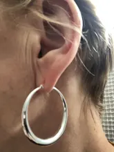 Pendientes de aro grandes y lisos para mujer, aretes de Plata de Ley 925, pendientes de bucle redondos simples para fiesta, joyería