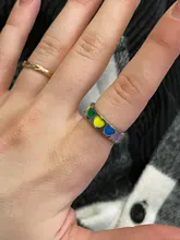 Anillo de corazón de amor esmaltado para mujer, sortija Vintage Bohemia colorida, 2021