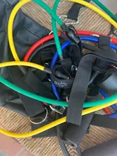 Set de Bandas de Resistencia, gomas bandas elasticas fitness para entrenar con soporte de 100lbs, Kit de Bandas para Entrenar con 5 tubos, 4 Manijas de Hule, Correas para Tobillos, Anclaje para puerta