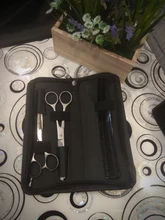 Kit de bolsa profesional de tijeras de cuero sintético para salón de belleza estuche de herramientas para tijeras de peluquería, estuche portátil con cremallera