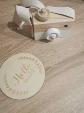 Tarjeta de cumpleaños de madera para bebés, mordedor de mes de nacimiento, juguete de utilería para fotografía