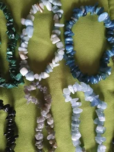 Brazalete de piedras de Gema naturales irregulares, cuentas de viruta elásticas, amazonita pepitas de, brazaletes de cristal de cuarzo rosa para mujer