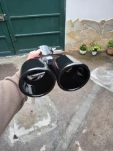 Silenciador de tubo de escape trasero de doble barril para coche, entrada Universal, salida de acero inoxidable, accesorios para coche