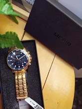 Megir-relojes de cuarzo de acero inoxidable para hombre, cronógrafo analógico, de pulsera, dorado, luminoso, resistente al agua, 2068GGD-2N3