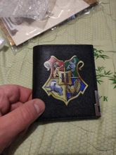 HP-cartera clásica de cuero Pu con estampado de Magic Academy para hombre y mujer, tarjetero plegable, monedero corto