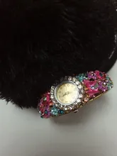 Reloj de aleación de cristal para mujer, pulsera de cuarzo con diamantes de imitación y flores