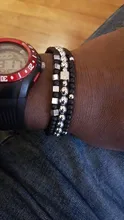 3 unids/set cubo a la moda pulsera de cuentas de los hombres negro mate pulsera de cuentas de piedra conjuntos para hombres regalo de la joyería
