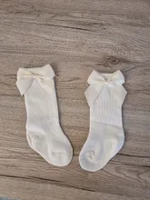 Calcetines de bebé de invierno hasta la rodilla, algodón, estilo español, lazo grande, medias para niños de 0 a 5 años