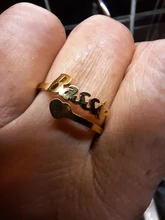 Anillo de boda de acero inoxidable con nombre de corazón y letras personalizadas para mujer, joyería de aniversario ajustable