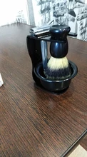 Jabonera de afeitar 3 en 1 + cepillo de afeitar + soporte de afeitado cepillo de pelo de cerdas herramienta de limpieza de barba para hombre, camiseta nueva, regalo