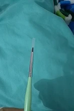 AKiHi-pincel de dibujo pintado en Gel UV, pinceles planos para manicura, Mango Verde con tapa de Metal