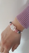 Neovivi-pulsera para niños con abalorios de gato, diamantes de imitación, perla redonda de cristal, multicolor, cadena trenzada, joyería DIY para niños
