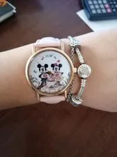 Zegarki-reloj de cuarzo con dibujos animados para mujer, nuevo accesorio de pulsera de cuero rosa con ratón