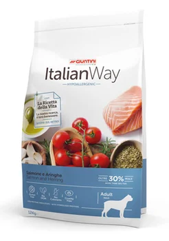 Italian way dog food large breeds with sensitive skin, salmon and herring 12 kg 1 pc
Italian way dog food large breeds with sensitive skin, salmon and herring 12 kg 1 pc