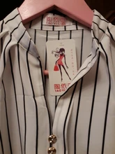 Blouses Work-Shirts White-Tops Blusas Long-Sleeve Slim JFUNCY Office Lady Stripe Plus-Size