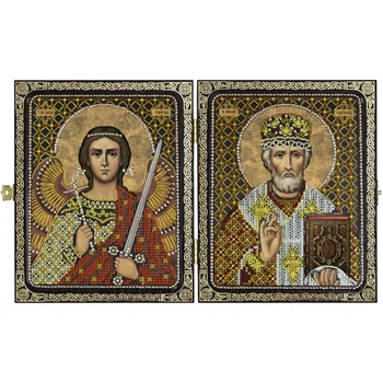 Sa7201 set for embroidery with threads Nova Sloboda 'Nicholas the Wonderworker and Angel of the keeper '23x14,2 cm