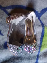 Zapatos de piel de diamante con brillo cristalino de Cenicienta para niña, calzado individual de princesa para rendimiento, tacones altos
