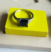 Huitan-anillo cuadrado azul con cuatro garras para mujer, diseño Vintage, Circonia cúbica de lujo, joyería femenina, anillos de boda