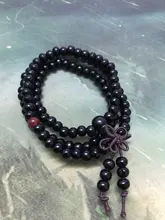 Pulseras de madera de sándalo Natural para hombres y mujeres, brazaletes con cuentas de ébano negro, nudo de oración de madera budista, 9 estilos, 6mm