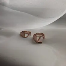 A-Z 26 anillos con letras para los hombres de las mujeres de oro rosa blanco abierto de oro ajustable anillo Alianzas de Boda mujer hombre amor anillo de compromiso