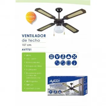 CEILING FAN C/LAMPARA 3 SPEEDS 4 BLADES FIBER 60W AVANT
CEILING FAN C/LAMPARA 3 SPEEDS 4 BLADES FIBER 60W AVANT