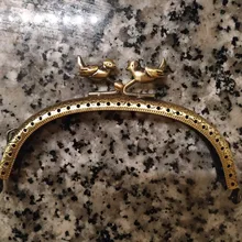 1 Uds 8,5 12,5 cm cabeza de pájaro en relieve Metal bronce antiguo marco de monedero bolsa Cierre de beso de accesorios de bricolaje