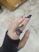 VOQ-Anillo de estilo Animal Hyperbole para mujer, sortija de serpiente con personalidad estereoscópica, apertura Retro, tamaño ajustable, regalos de joyería