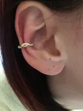 WOOZU-pendientes pequeños de cobre con circonita incrustada, pendientes geométricos de cartílago falso, sin perforación, 100%, 1 Uds.