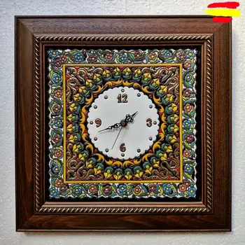 Wall Clock Framed wooden 40 cm./16in. - Ceramics Spanish - Glazed up handmade - 24 k gold - Home and decor - Artecer -
Wall Clock Framed wooden 40 cm./16in. - Ceramics Spanish - Glazed up handmade - 24 k gold - Home and decor - Artecer -