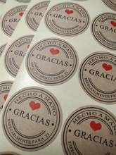 100 unids/lote Kraft Gracias español Etiquetas de Gracias pegatinas hecho a mano paquete sobre sello etiqueta Scrapbooking adhesivo de papelería