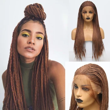 Charisma Natural Hairline Synthetic Lace Front Wig Brown Color Braided Box Braids Wig With Baby Hair Braided Wigs
Charisma Natural Hairline Synthetic Lace Front Wig Brown Color Braided Box Braids Wig With Baby Hair Braided Wigs