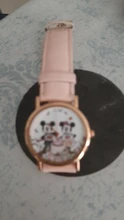 Zegarki-reloj de cuarzo con dibujos animados para mujer, nuevo accesorio de pulsera de cuero rosa con ratón
