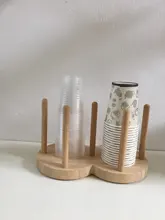 Portavasos de madera para el hogar, dispensador de agua para tienda de té de la leche, soporte de papel desechable, para llevar, decoración del hogar