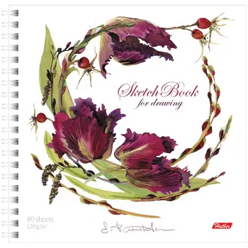 

Sketchbook-notebook 80L 170*170mm on the comb hatber "Fleur", 120g/m2, hard Cover