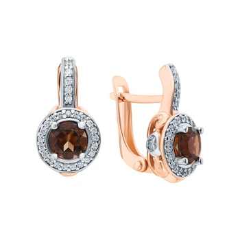 Silver earrings with раухтопазами and cubic zirconia sunlight sample 925
Silver earrings with раухтопазами and cubic zirconia sunlight sample 925