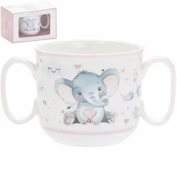 Mug with 2 handles for girl Ellie and bird 180 ml