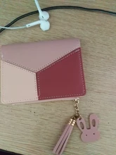 Billeteras geométricas rosas para mujer, Cartera de bolsillo, tarjetero de retales, monedero corto a la moda