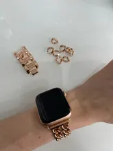 Correa de acero inoxidable para Apple Watch SE 6 5 4, banda de 40mm y 44mm, pulsera de eslabones de Metal para iwatch Series 1, 2, 3, 42mm y 38mm