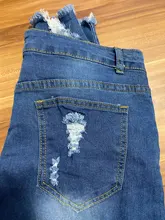 CHRLEISURE-vaqueros de cintura alta para mujer, Vaqueros ajustados con agujeros elásticos, Vaqueros ajustados de realce, Vaqueros rasgados 3XL para mujer