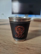 4 unids/lote 70ml Camping al aire libre vajilla de tazas suministros de Picnic de vino de acero inoxidable taza de cerveza tazas para whisky de cuero de la PU