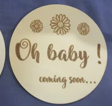 Tarjeta de cumpleaños de bebé recién nacido, tarjeta de género de madera, accesorios de fotografía