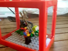 Mini acuario con lámpara LED USB para peces betta, tanque para peces con luz para lucha de peces