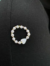 Moda Coreana de cuerda elástica perla anillo Simple elegante mujer en forma de corazón de oro anillo encantador mujeres regalo para niñas, joyería