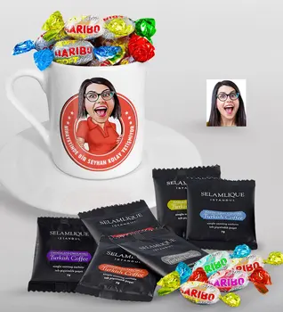 Personalized Women 'S Easy Grow Caricature Of Turkish Coffee Cup Selamlique Mixed Turkish Coffee house And Haribo Candy Gift set-
Personalized Women 'S Easy Grow Caricature Of Turkish Coffee Cup Selamlique Mixed Turkish Coffee house And Haribo Candy Gift set-
